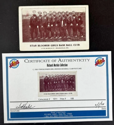 1905 Star Bloomer Girls Baseball Club Postcard Indianapolis Indiana Rich Merkin - Image 1 of 3