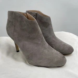 Sole Society Women's Mouse Gray Suede Leather Daphne Booties 3.5" Heel Size 9 - Picture 1 of 12