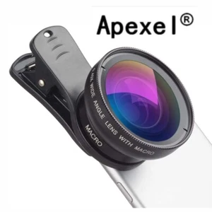 APEXEL Kit Objectif Appareil Photo Téléphone 2 en 1 0,45x Grand Angle 12,5x Objectif Macro pour Téléphone - Photo 1 sur 11