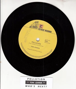 TOM LEHRER Pollution PROMO 7" 45 rpm record NEW RARE! + juke box title strip - Picture 1 of 2