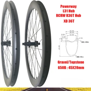 650B 27.5er 45x28mm Gravel Topstone Road Bike Tubeless Clincher Carbon Wheelset - Picture 1 of 12