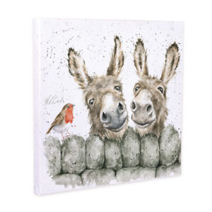 Wrendale Designs 'Hee Haw' Donkey and Robin Design Small Canvas - New Home Gift