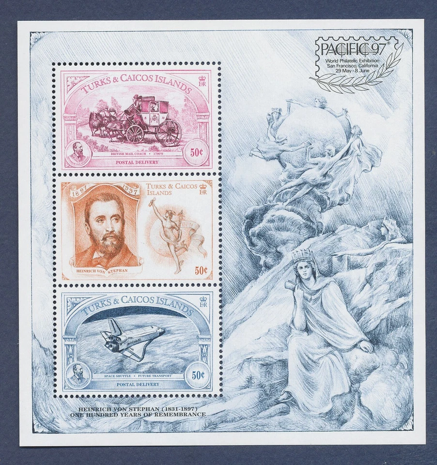 TURKS & CAICOS - Scott 1233 - MNH S/S - Royalty, UPU, Pacific'97 - 1997 Foto 1 de 1