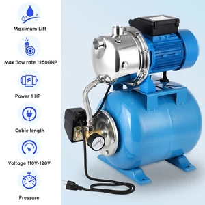 Shallow Well Pump with Pressure Tank 1 HP Maximum Head 157FT 115V Home Farm - Picture 1 of 3
