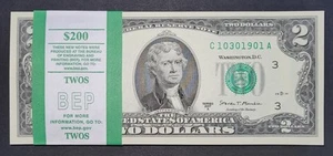 BIRTHDAY DATE NOTES FANCY SERIAL NUMBER 2 TWO $ DOLLAR BILL SERIAL C 10301901 A - Picture 1 of 11