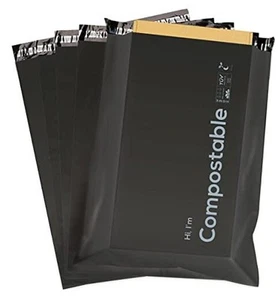 6x9 inch Biodegradable Poly Mailers,50 Count Compostable Shipping Bags Black - Picture 1 of 8