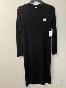 Women’s Time and Tru Ribbed Maternity Midi Dress Black Size M (8-10) - Picture 1 of 8