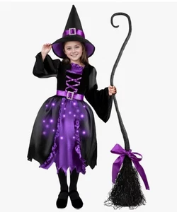 Poshetion Costume Strega Illuminato con Cappello e Scopa - Piccolo - Foto 1 di 5