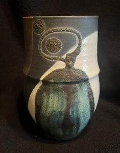 Vaso ceramica Raku vintage design astratto firmato ERIN - Foto 1 di 6
