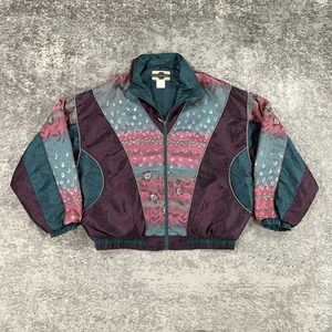 Vintage Grandma Jacket Womens Large L Floral Print Windbreaker 90s Windbreaker - Picture 1 of 12