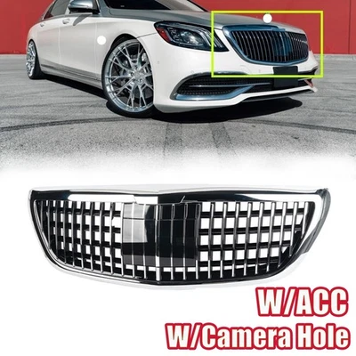 Parrilla delantera cromada MayBach Fit 2014-2020 Mercedes Benz Clase S W222 S450 con ACC Foto 1 de 4