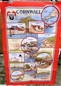 Mint Vintage Cartographic Pictorial Of Cornwall GB Towel by Clive Mayor - Picture 1 of 5