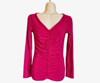 Narciso Rodriguez For Design Nation Ruched Long Sleeve Top XS Pink Fuschia - Image 1 of 3