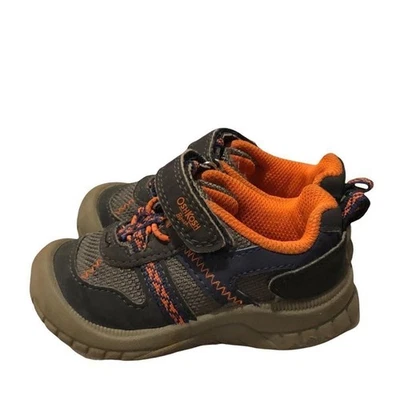 OshKosh B’Gosh Zapatillas Azul, Gris y Naranja con Cierre de Gancho y Lazo Unisex Talla 6 Foto 1 de 4