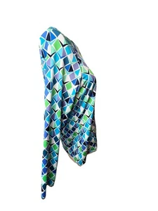 Nautica Women's Blue Print Long Sleeve Rash Guard Swimsuit Cover-Up Large - Picture 1 of 10