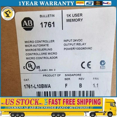 NEW Sealed AB 1761-L10BWA MICROLOGIX 1000 Controller AB 1761L10BWA US Free Tax - Image 1 of 4