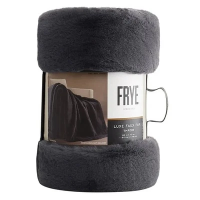 FRYE Luxe tiro de piel sintética, 60”x 70” lavado a máquina tiro de piel sintética elección beige/gris Foto 1 de 4