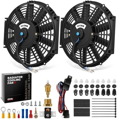 12" 1550CFM High Performance 2 Slim Electric Radiator Fan Relay Kit Mounting Kit - Image 1 of 4