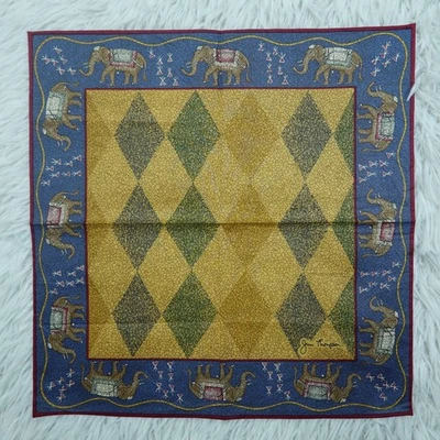 Mini bufanda cuadrada de bolsillo de algodón elefante Jim Thompson 15,5" X 15,5" Q201 Foto 1 de 4