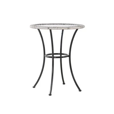 Four Seasons Courtyard 24 Inch Marbella Wicker Modern Bistro Patio Table, Gray Foto 1 de 4
