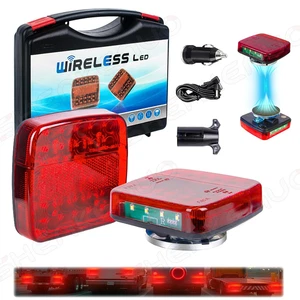 Wireless Led Rear Tail Lights Battery Rechargeable Magnetic Tow Towing Trailer - Picture 1 of 12