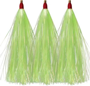 Faldas de pesca Bucktail Teasers agua salada Mylar flash 12 piezas, verde - Imagen 1 de 6
