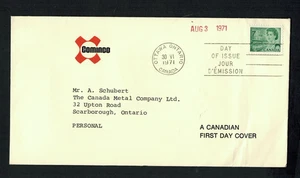 Canada #543, 1971 7¢ QE II Centennial, Cominco cachet FDC, folding lower right - Foto 1 di 1
