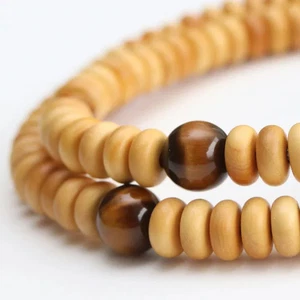 Japanisches Juzu-Stil Armband 108 Perlen Buchsbaum x Tigerauge mit Box 16,5 cm #820 - Bild 1 von 7