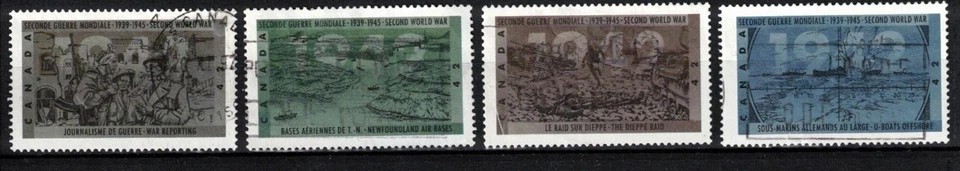 CANADA USED STAMP - SCOTT 1448/51 - FROM PANE OF 50 - SECOND WORLD WAR - 1992 — 第 1/1 张图片