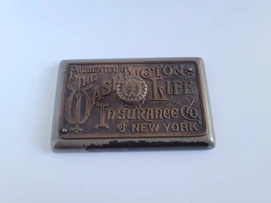 Antik 1800er Washington Life Insurance Co New York Bronze Gesicht Briefbeschwerer Siegel - Bild 1 von 14