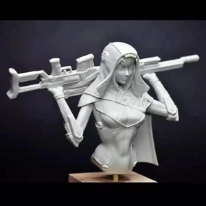 1/10 BUST Resin Cyberpunk Model Kit Beautiful Girl Shooter Sniper Unpainted - Picture 1 of 2