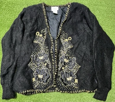 Vintage Cervelle Mohair Wool Blend Abstract Art to Wear Cardigan Sweater - Image 1 of 4