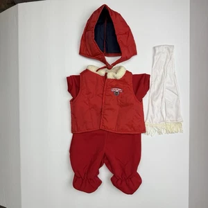 Vtg. Teddy Ruxpin Flying Outfit-Worlds of Wonder-Red Jumper Vest Hat Scarf FLAWS - Picture 1 of 13