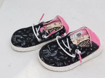 HEY DUDE TODDLER WENDY TODDLER UNICORN SNEAKERS BLACK PINK SIZE TD6/K6 - Image 1 of 3