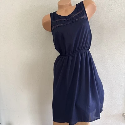 Delia's navy blue transparent stripes dress sexy party work casual Women’s M - Image 1 of 4