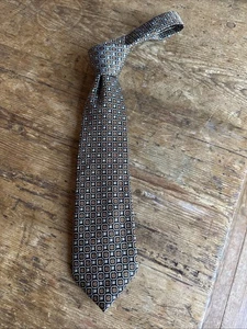 CANALI Italy Silk Tie Black Brown Gold Geometric Necktie Spectacular - Picture 1 of 8