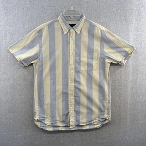 BEAMS Japan Shirt Mens Large Slim Blue Striped Short Sleeve Button Down Pocket - Picture 1 of 14