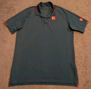 RARE Uniqlo Roger Federer RF 2021 French Open Blue Tennis Polo Shirt Men's M - Picture 1 of 7