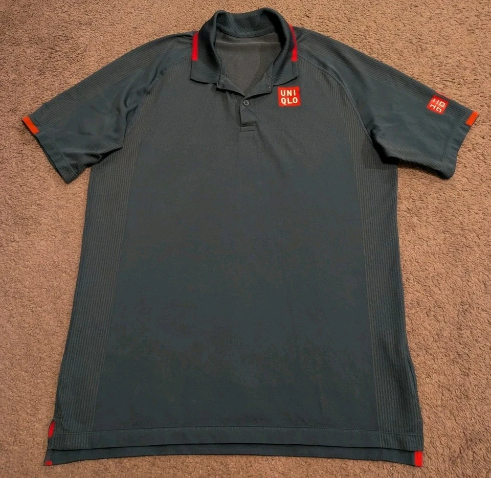 RARE Uniqlo Roger Federer RF 2021 French Open Blue Tennis Polo Shirt Men's M - Image 1 of 4