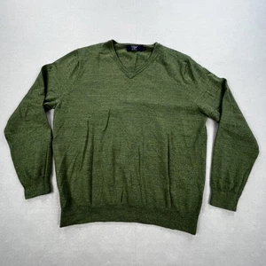 J Crew Pullover Herren Large grün 100% Merinowolle V-Ausschnitt Pullover leicht - Bild 1 von 9