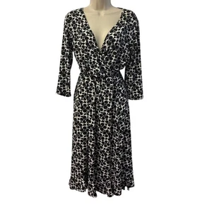 NY Collection Wickelkleid schwarz-weiß V-Ausschnitt Faux Größe S gebraucht - Bild 1 von 8