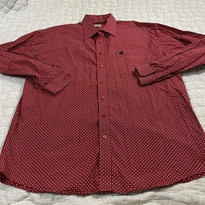 Cinch Hemd Herren XL Rot Langarm Button Down Geometrisch Western Baumwolle Logo - Bild 1 von 10