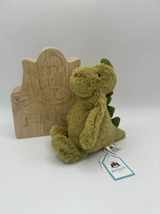 BNWT! 100% Genuine RETIRED Jellycat Little Bashful Dino & Hangtag Protector - Picture 1 of 7