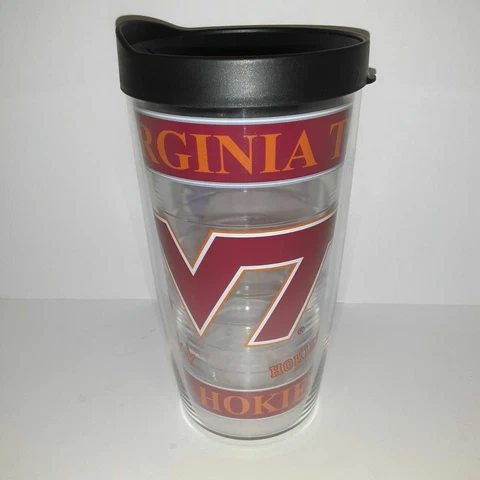 Tervis Virginia Tech Hokies Tumbler Mascot Logos Travel Mug 16 oz with Black Lid Cover