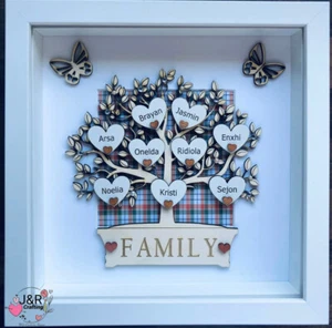 Personalised 3D Box Frame Family Tree Gift Unique Keepsake Home Art Decor - Picture 1 of 2