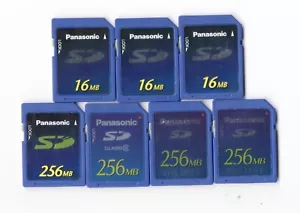 Lot Of 7x Panasonic 16MB / 256MB MEGABYTE SD Camera Memory Cards - Picture 1 of 1