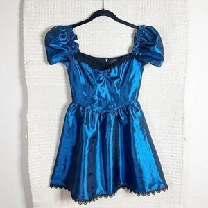 MUÑECAS KILL Viuda Azul Tafetán Angel Awakening Babydoll Mini Vestido XS NUEVO - Imagen 1 de 9