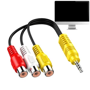 3RCA Male to 3.5mm Male Audio Video Cord AV DV AUX Cable Adapter Converter - Picture 1 of 12