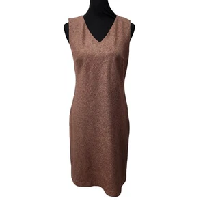 Ann Taylor LOFT Dress Size 2 Herringbone Jumper Sleeveless Wine Cream Lined - Picture 1 of 10