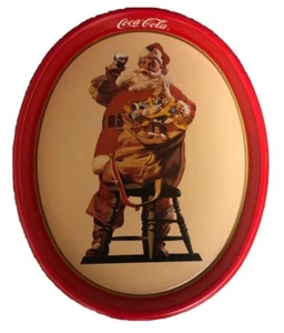 Vassoio Coca-Cola Babbo Natale 1987 vintage con sacco giocattolo che contiene bottiglia coca cola - Foto 1 di 9
